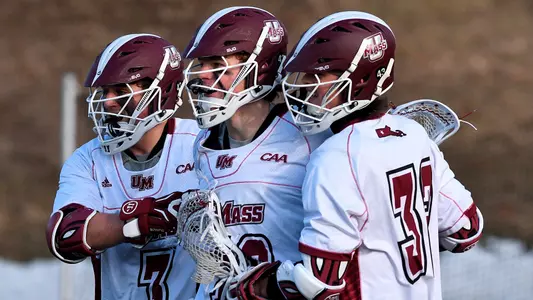 UMass celebrates a goal by Chris Connolly