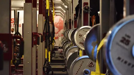 UMass Football Strength & Conditioning Room