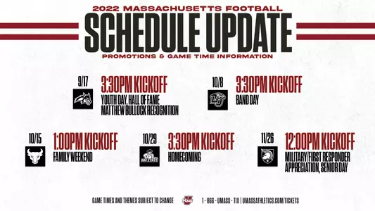 2022 Football Schedule Game Times & Promotional Information Graphic