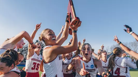 Field hockey NCAA celebration vs. Harvard