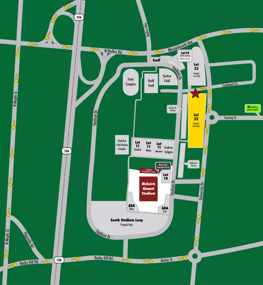 Lot 22 UMass Football Parking Map