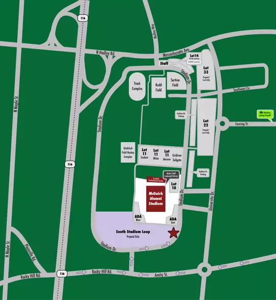 South Stadium Loop UMass Football Parking Map