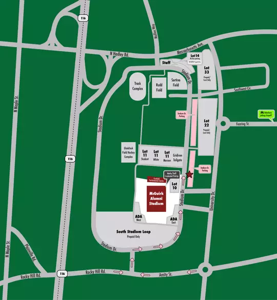 Stadium Drive UMass Football Parking Map