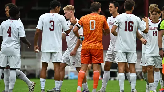Mens Soccer huddle