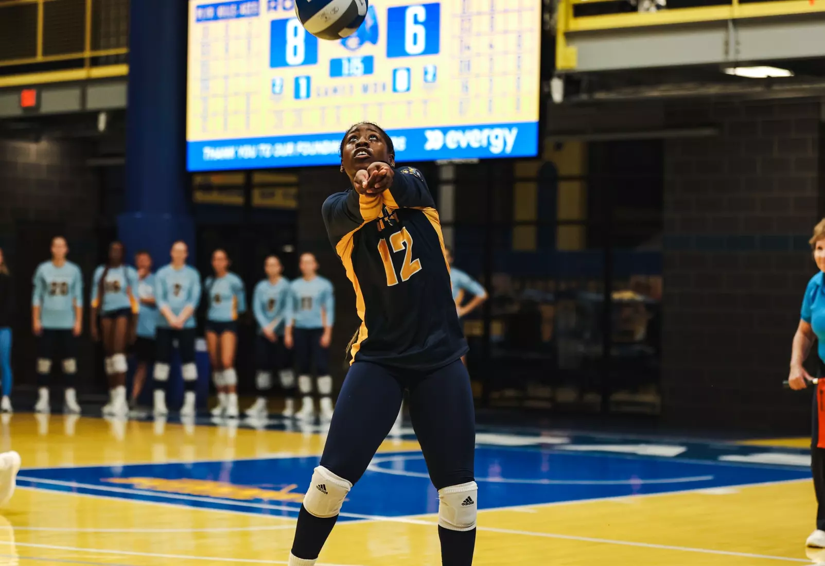 Kansas City Volleyball celebrated Head Coach Christi Posey's 200th career coaching victory with a decisive sweep of North Dakota on Oct. 12, 2023.
