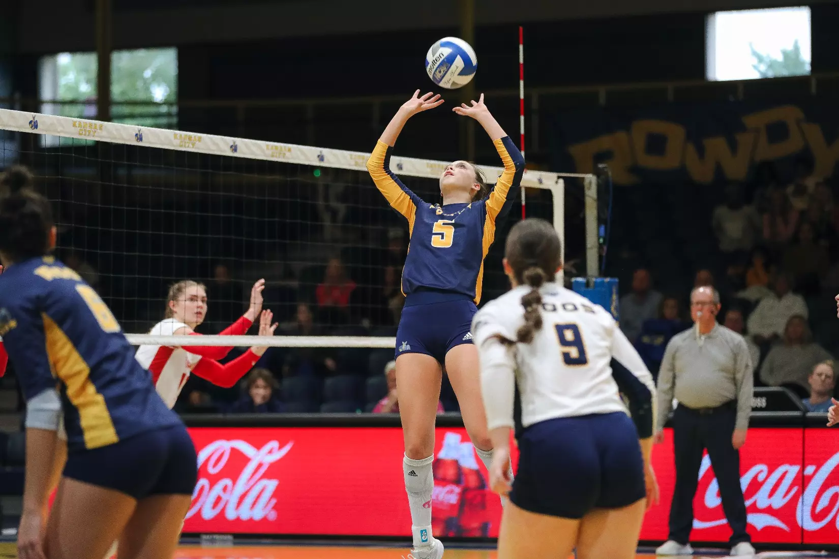 Kansas City Volleyball battled tooth-and-nail with South Dakota on Oct. 14, 2023, prevailing for a 3-2 victory.