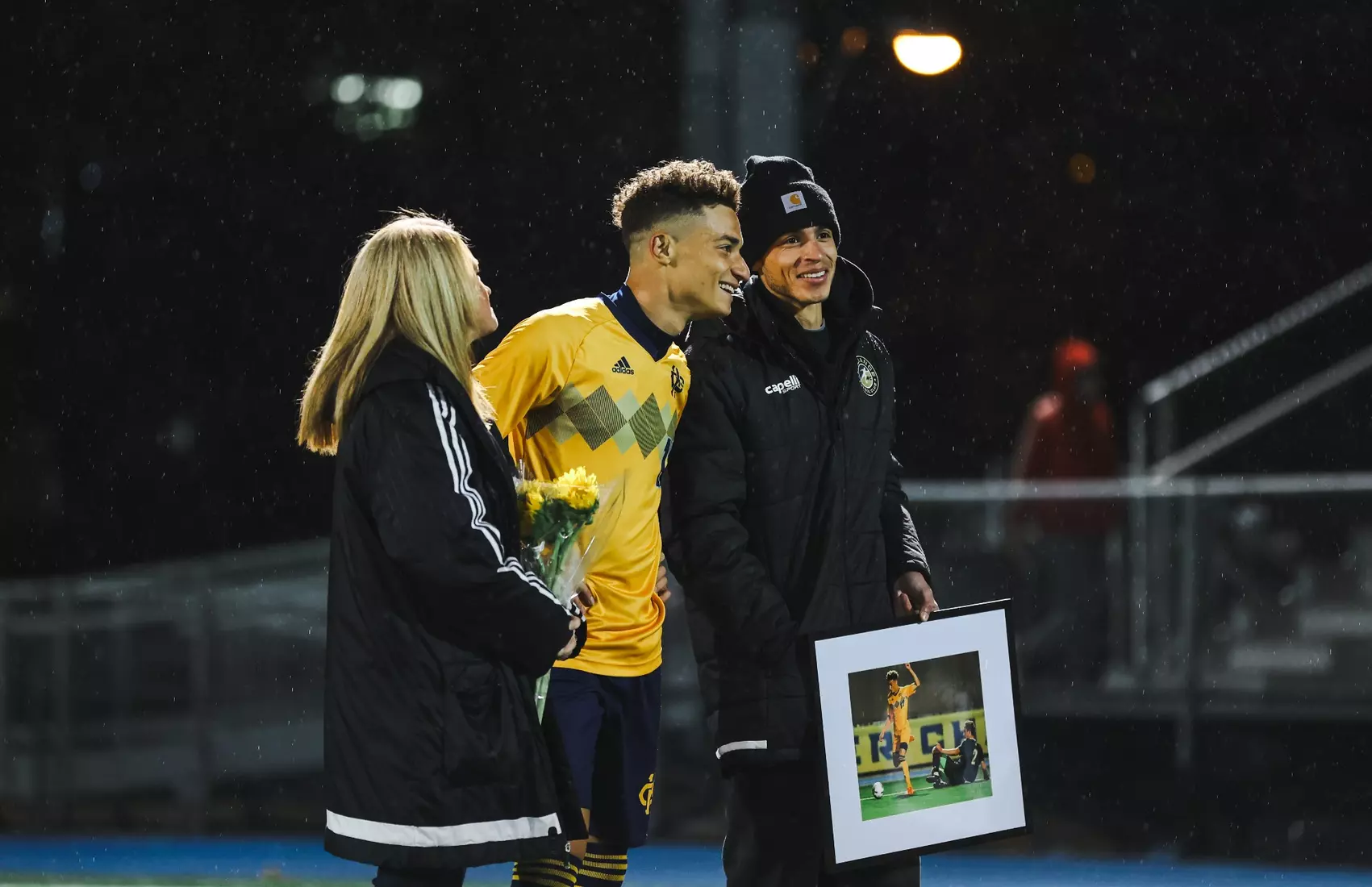 Kansas City Men's Soccer battled the elements and got an 89th minute goal from Edson Murguia to get a Senior Night win over St. Thomas on Oct. 28, 2023.