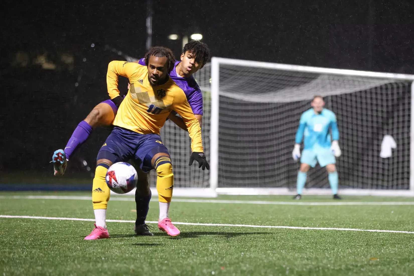 Kansas City Men's Soccer battled the elements and got an 89th minute goal from Edson Murguia to get a Senior Night win over St. Thomas on Oct. 28, 2023.