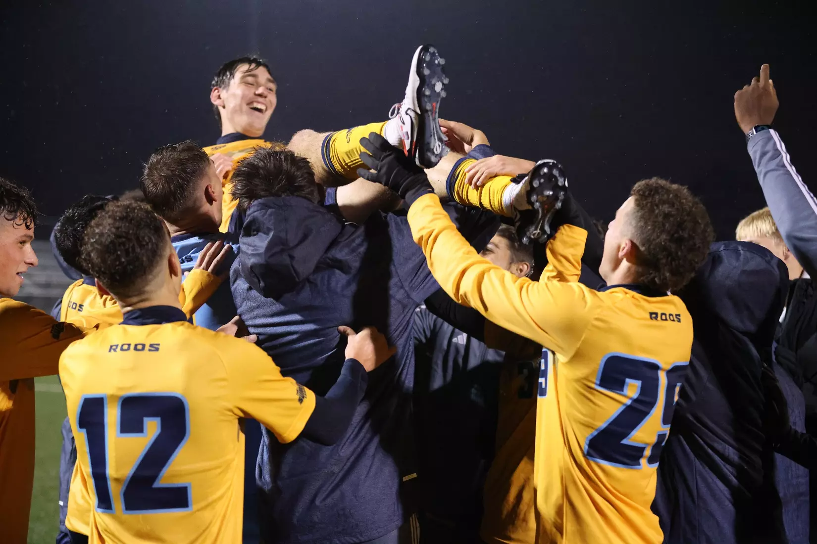 Kansas City Men's Soccer battled the elements and got an 89th minute goal from Edson Murguia to get a Senior Night win over St. Thomas on Oct. 28, 2023.