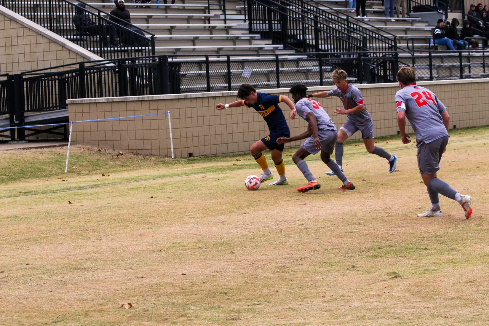 Kansas City Men's Soccer took down the #1 seed for the second year in-a-row at the Summit League Semifinals on Nov. 9, 2023, advancing past No. 23 Denver, 3-3 (5-4 PKs).