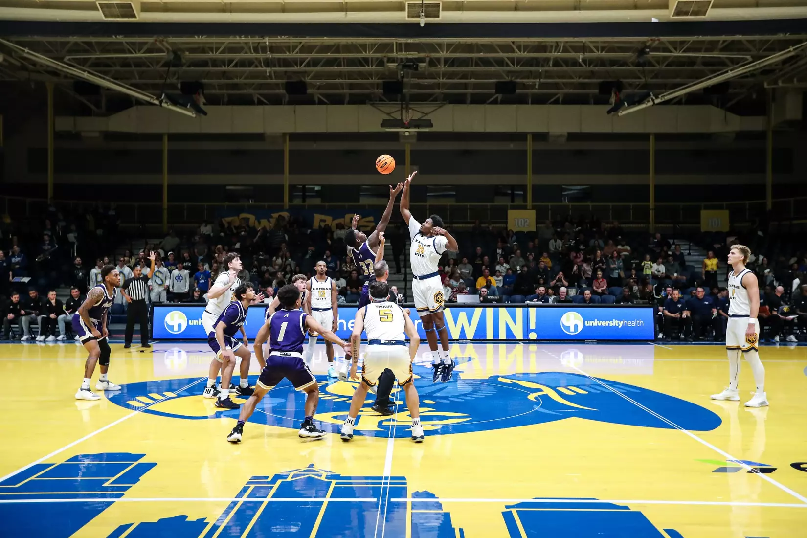 Kansas City Men's Basketball opened the 2023-24 season with a 79-48 home victory over Avila on Nov. 6, 2023.