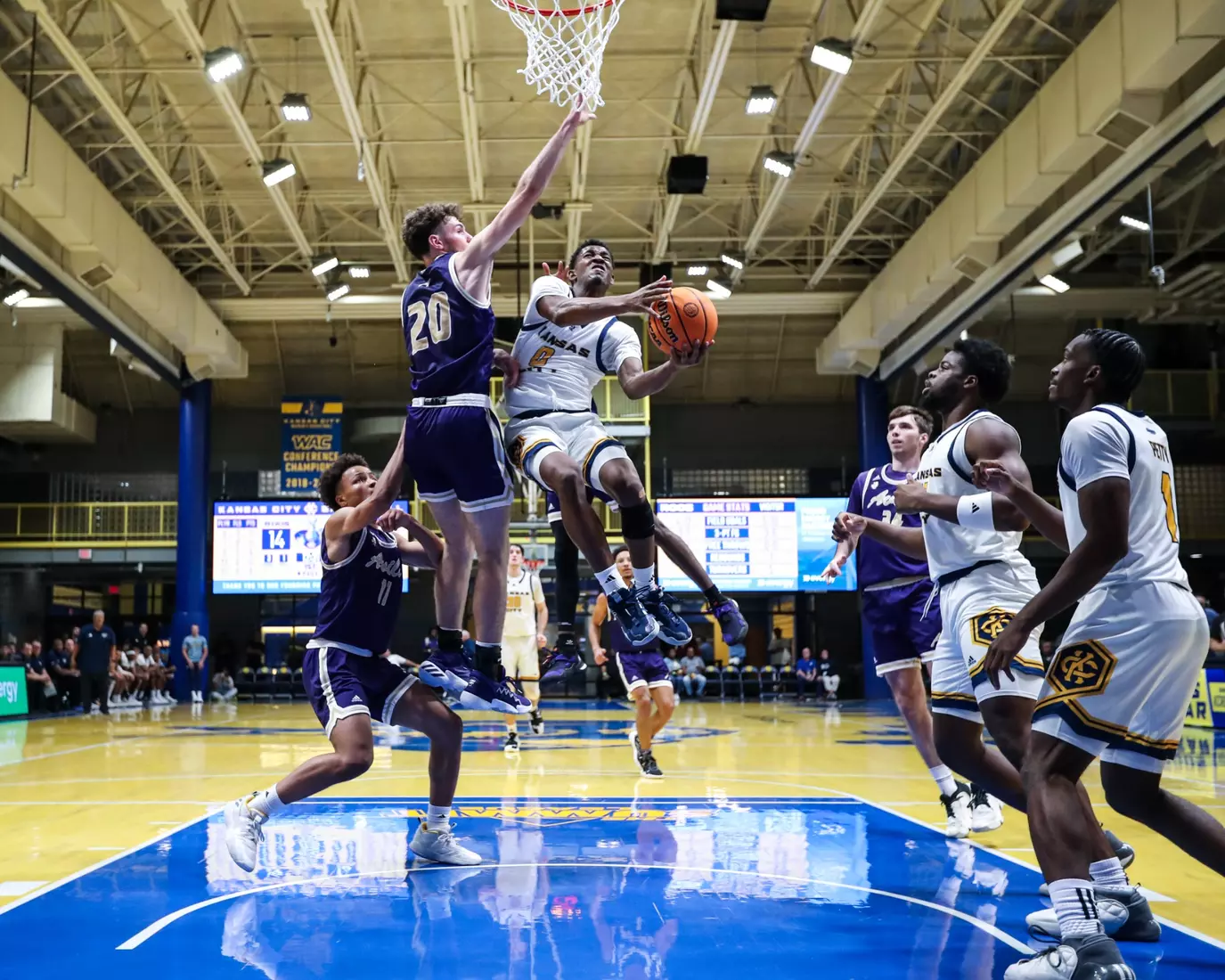 Kansas City Men's Basketball opened the 2023-24 season with a 79-48 home victory over Avila on Nov. 6, 2023.