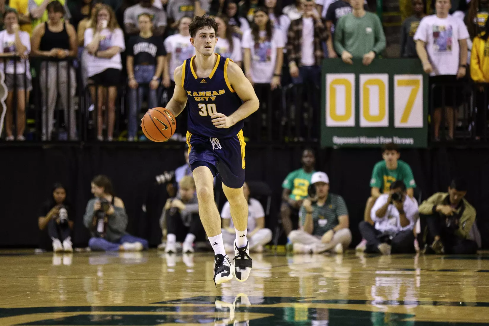 Kansas City Men's Basketball suffered its first loss of the season at the hands of Baylor on Nov. 14, 2023.