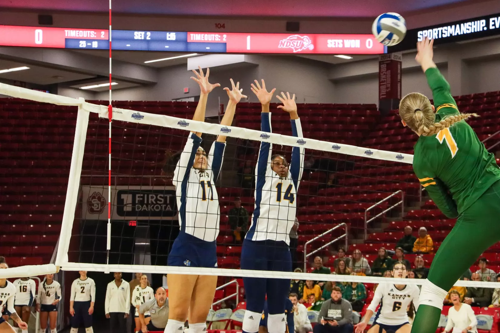 Kansas City Volleyball took down #5 North Dakota State and qualified to the second conference title match in program history on Nov. 20, 2023.