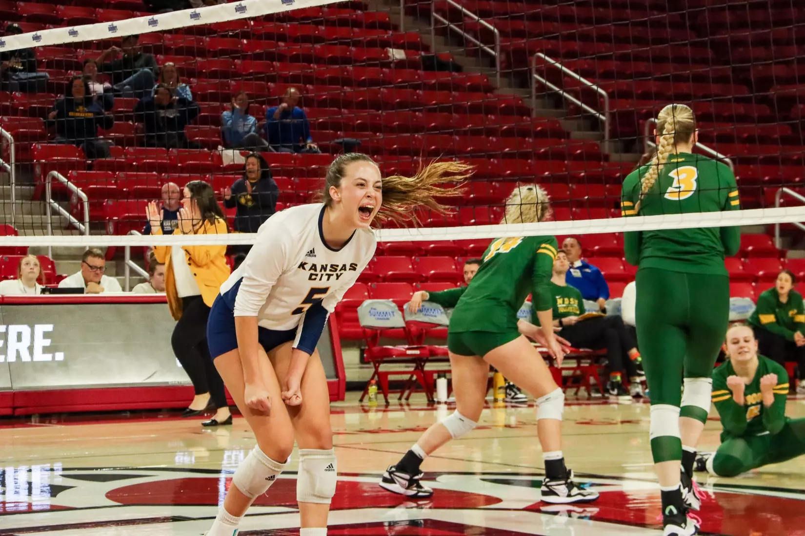 Kansas City Volleyball took down #5 North Dakota State and qualified to the second conference title match in program history on Nov. 20, 2023.