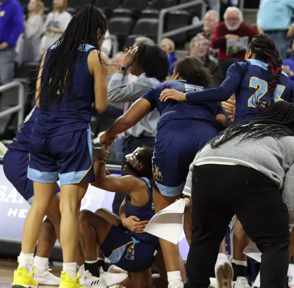Kansas City Women's Basketball vs. Denver in the first round of the Summit League Championship. The Roos won on a buzzer beater, 66 - 65.