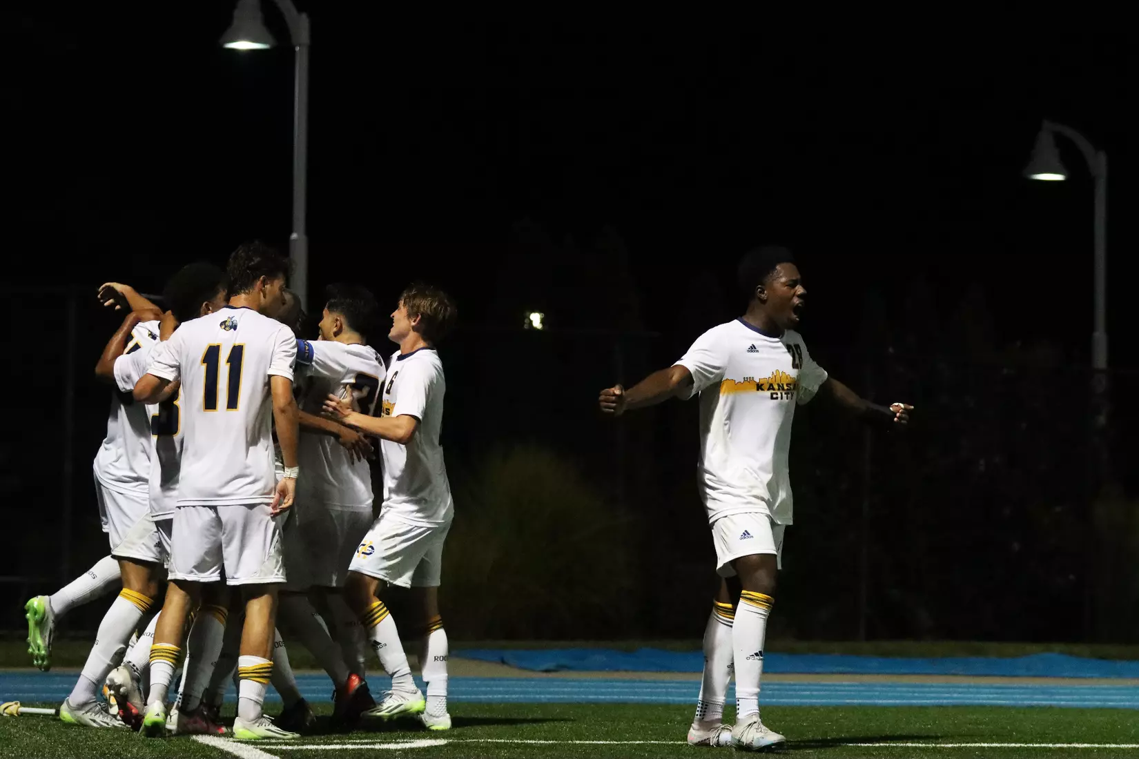 Using late-game heroics, Kansas City Men's Soccer defeated Creighton, 2-1, on Sep. 12, 2023.