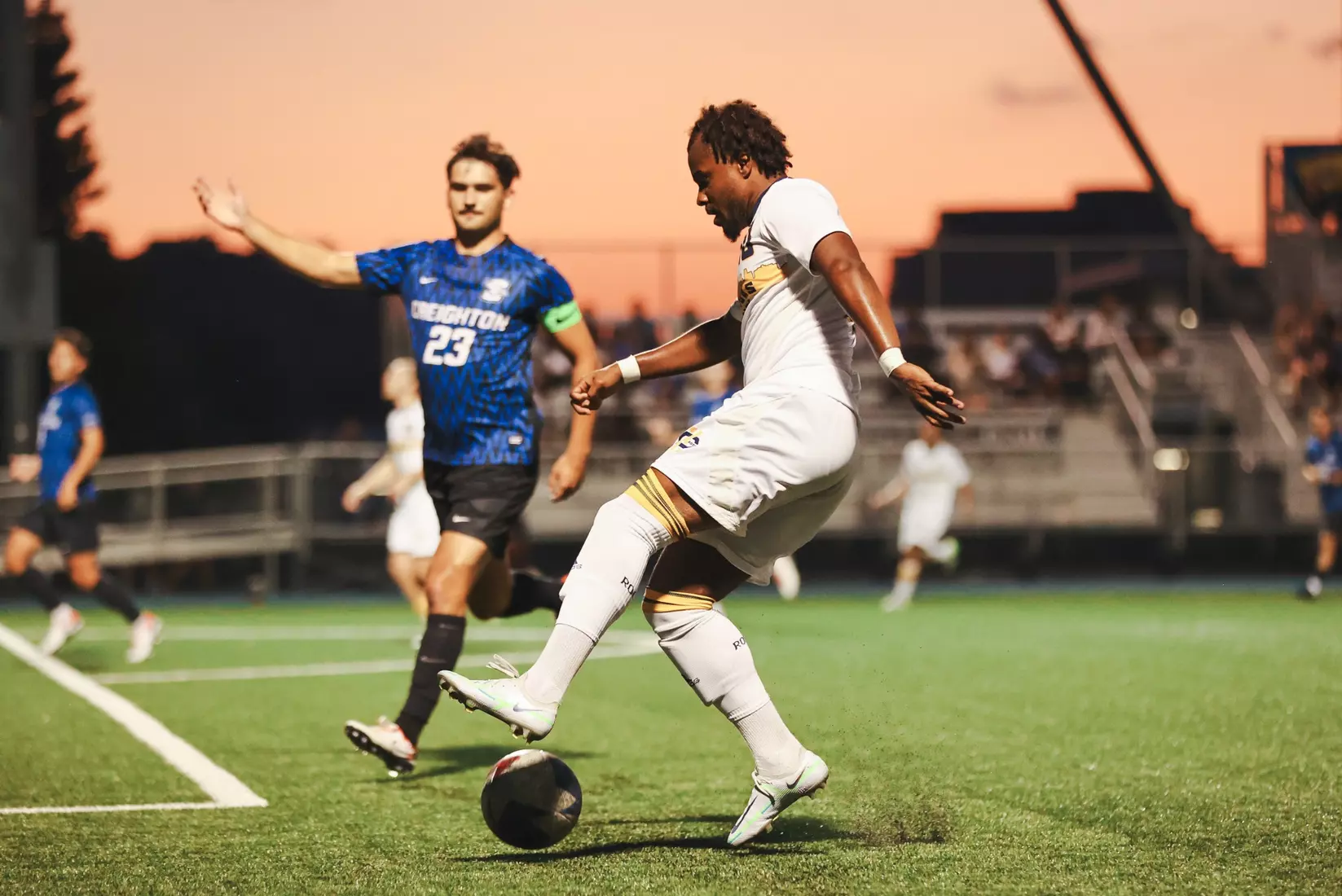 Using late-game heroics, Kansas City Men's Soccer defeated Creighton, 2-1, on Sep. 12, 2023.