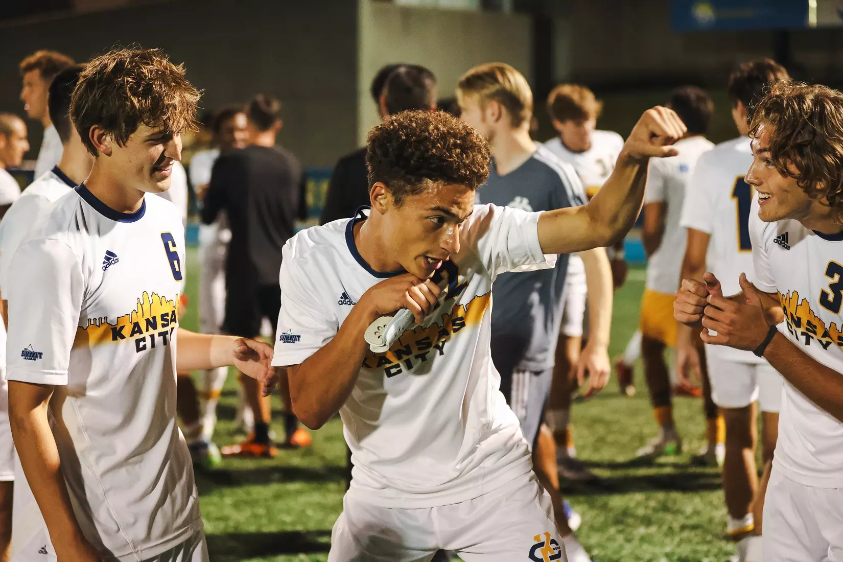 Using late-game heroics, Kansas City Men's Soccer defeated Creighton, 2-1, on Sep. 12, 2023.