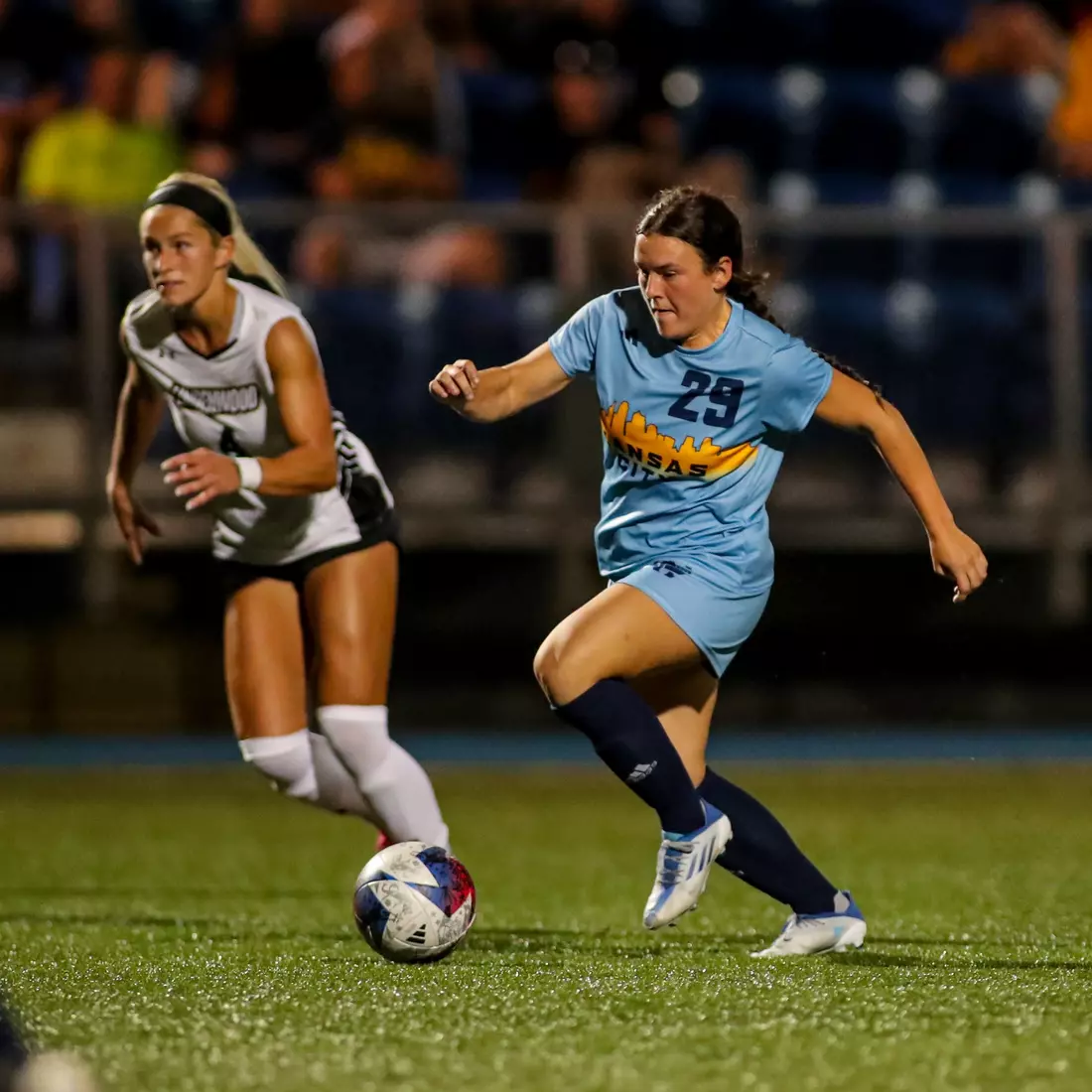 Kansas City Women's Soccer got a late winner and opened the 2023 season with a 2-1 victory over Lindenwood on Aug. 17, 2023.
