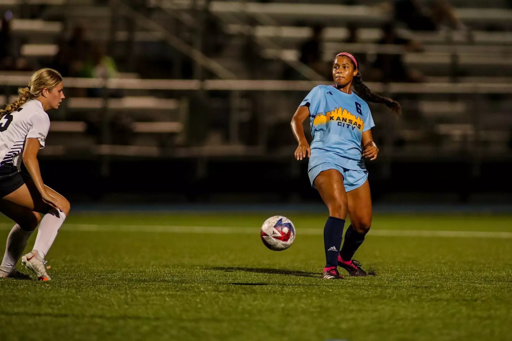 Kansas City Women's Soccer got a late winner and opened the 2023 season with a 2-1 victory over Lindenwood on Aug. 17, 2023.