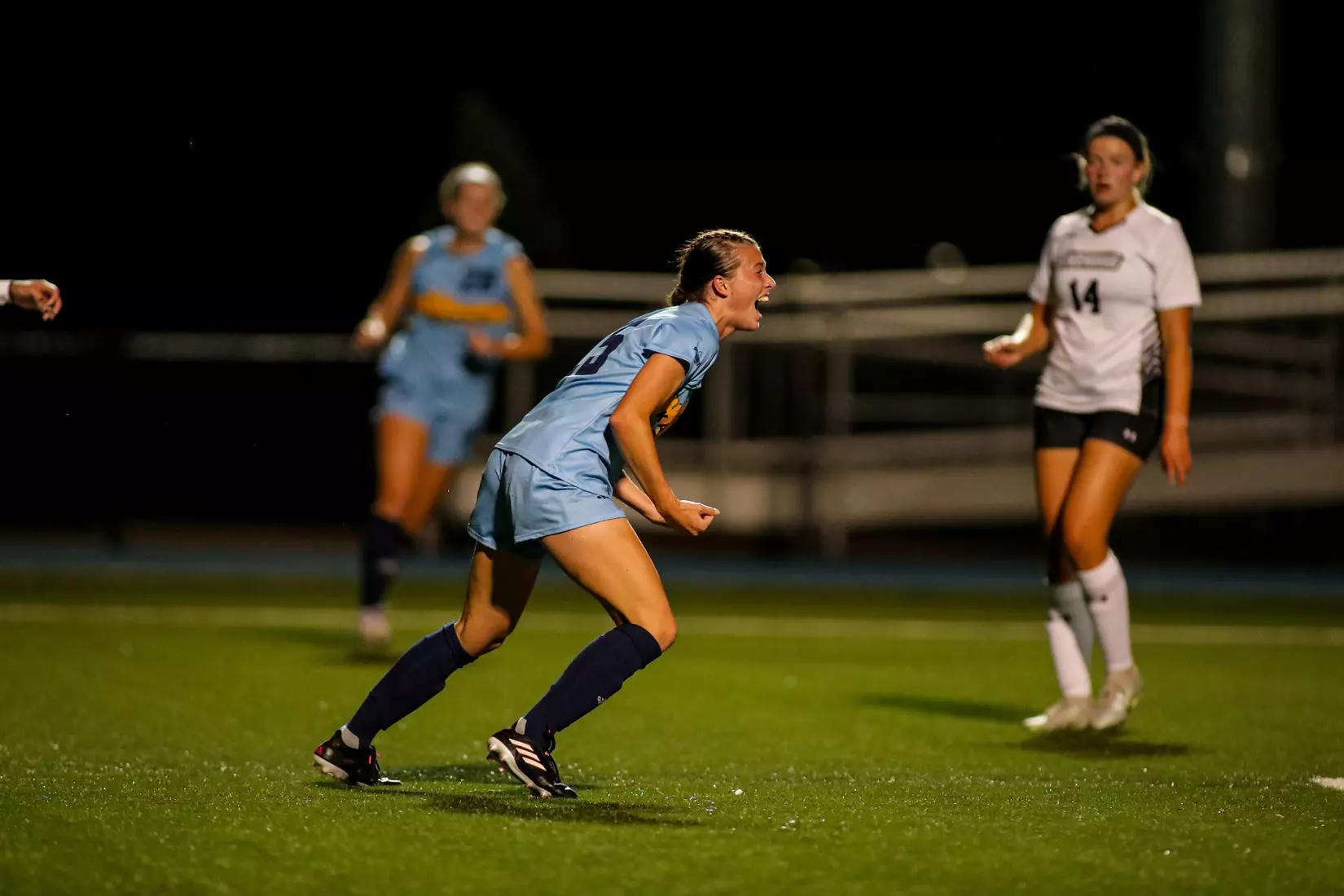 Kansas City Women's Soccer got a late winner and opened the 2023 season with a 2-1 victory over Lindenwood on Aug. 17, 2023.