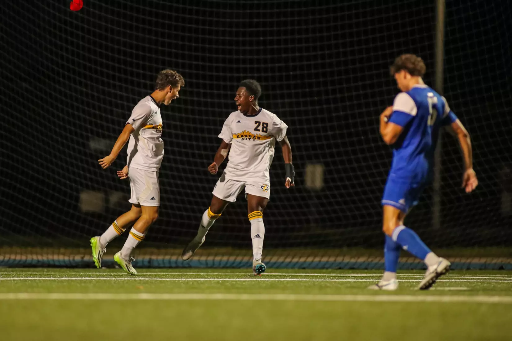 Kansas City Men's Soccer got an offensive explosion and earned its first win of the season over Drake, 4-3, on Sep. 4, 2023.