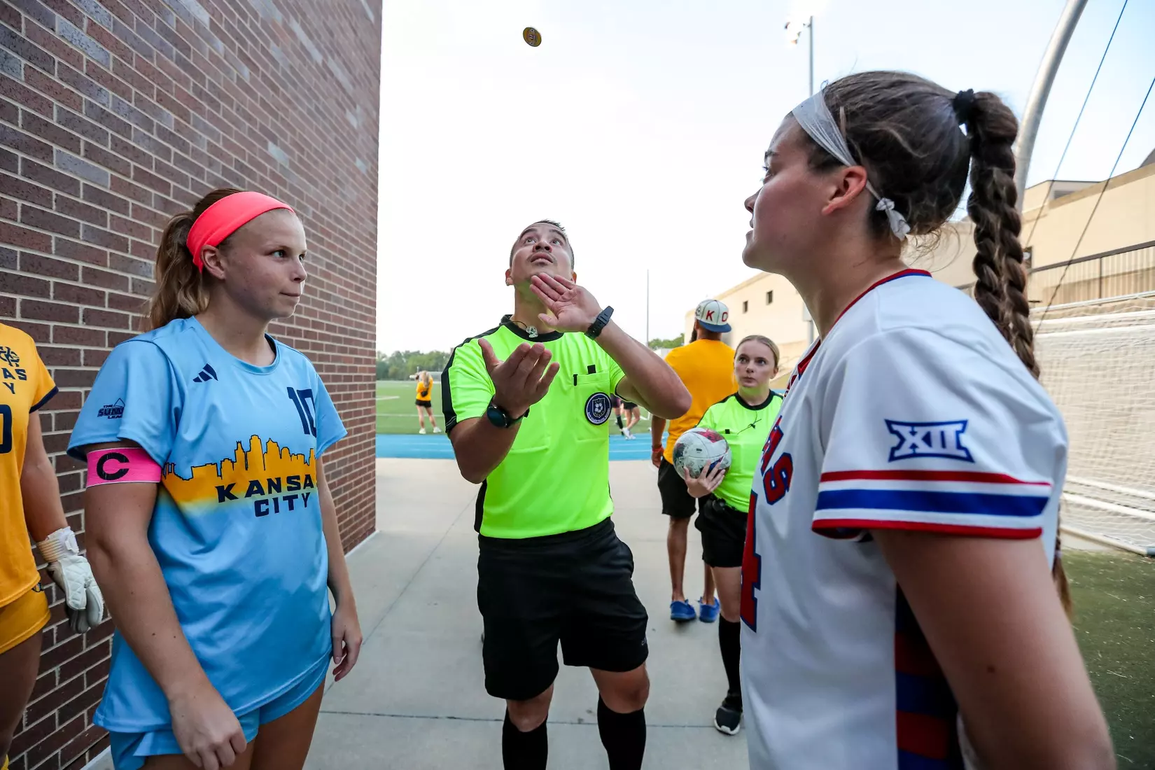 Kansas City Women's Soccer battled with (RV) Kansas on Sep. 7, 2023, forcing a 1-1 draw.