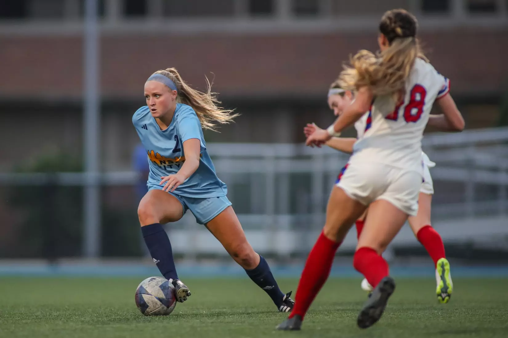 Kansas City Women's Soccer battled with (RV) Kansas on Sep. 7, 2023, forcing a 1-1 draw.