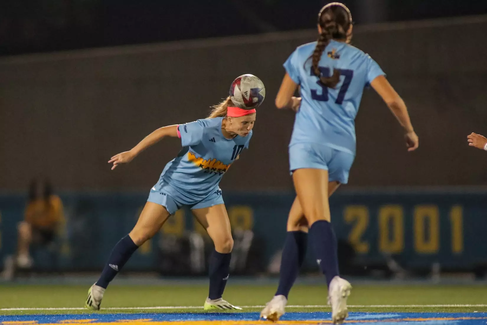 Kansas City Women's Soccer battled with (RV) Kansas on Sep. 7, 2023, forcing a 1-1 draw.