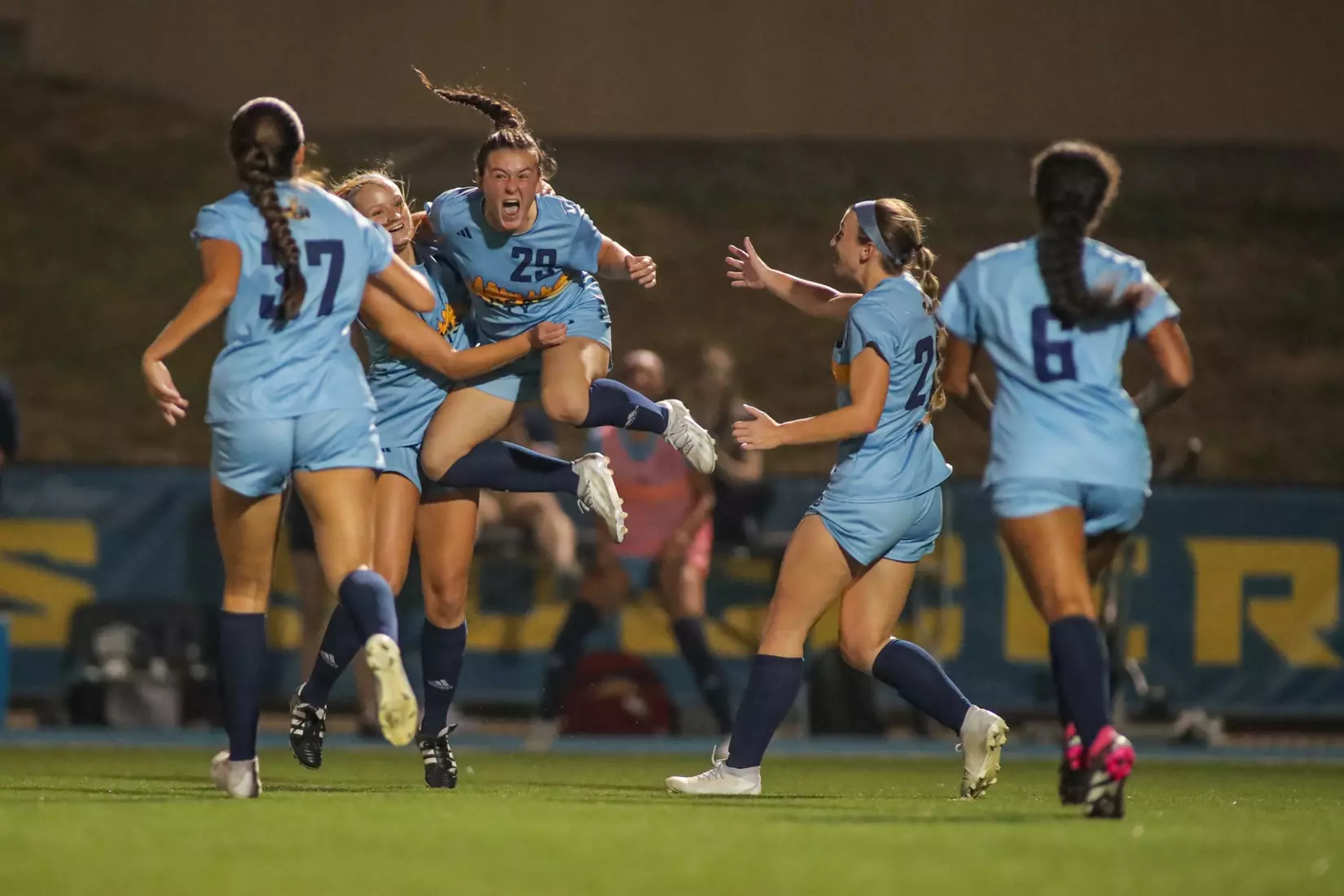 Kansas City Women's Soccer battled with (RV) Kansas on Sep. 7, 2023, forcing a 1-1 draw.
