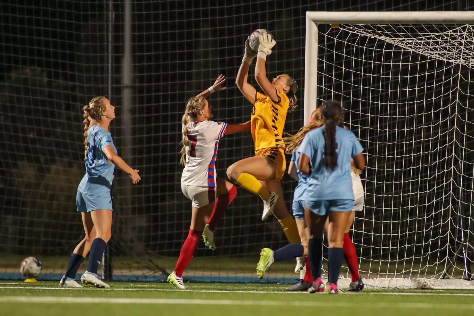 Kansas City Women's Soccer battled with (RV) Kansas on Sep. 7, 2023, forcing a 1-1 draw.