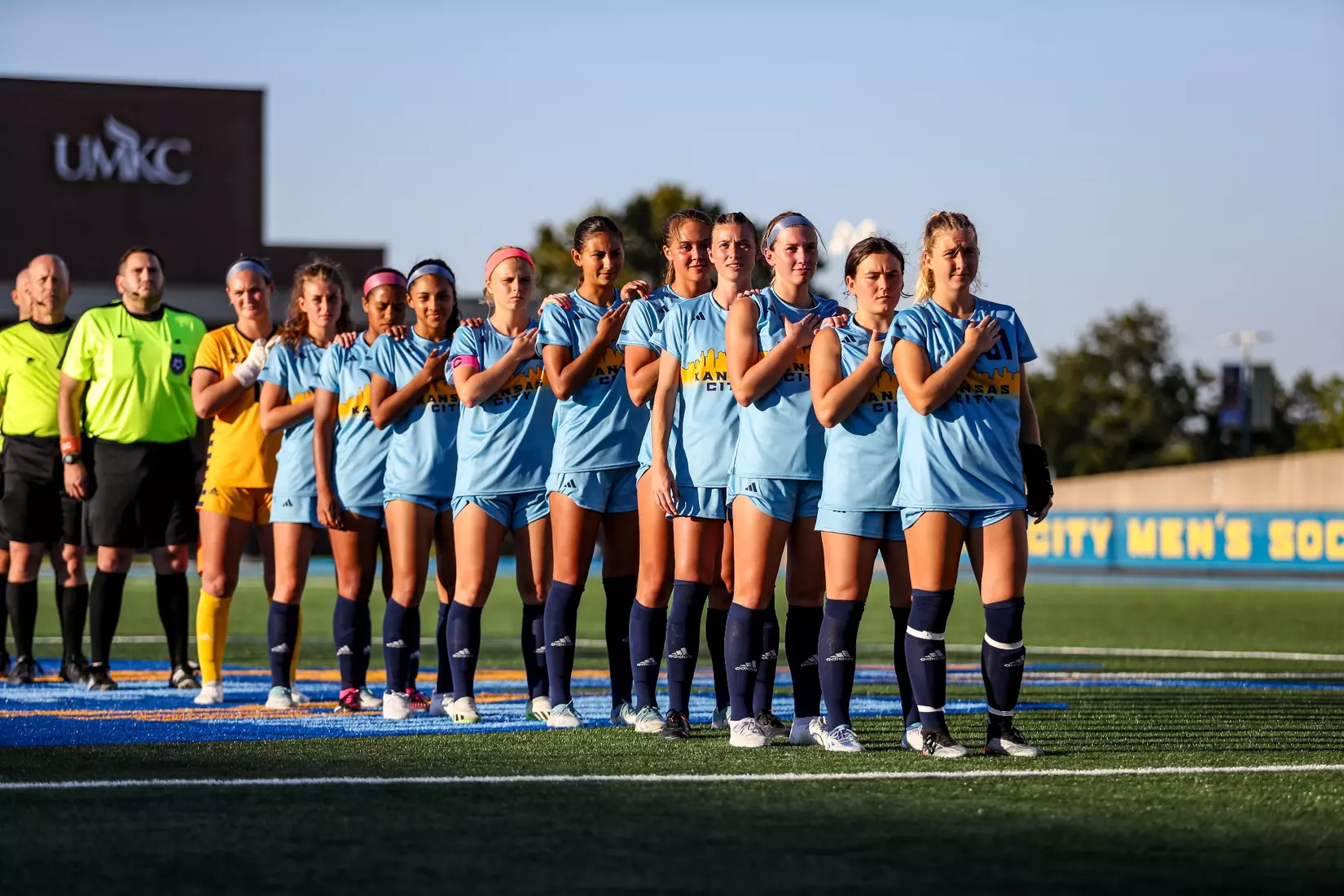 Kansas City Women's Soccer got a late winner and opened the 2023 season with a 2-1 victory over Lindenwood on Aug. 17, 2023.