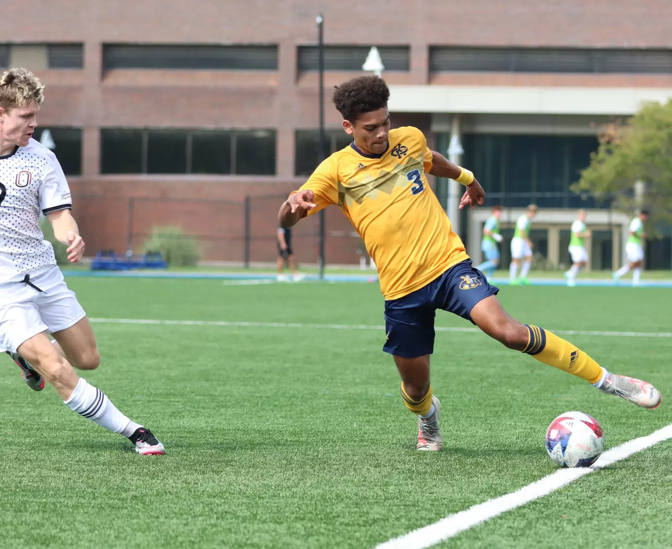 Following an extended weather delay, Kansas City Men's Soccer got an 89th minute equalizing penalty kick to draw with Omaha, 1-1, in the Roos' Summit League opener on Sep. 23, 2023.