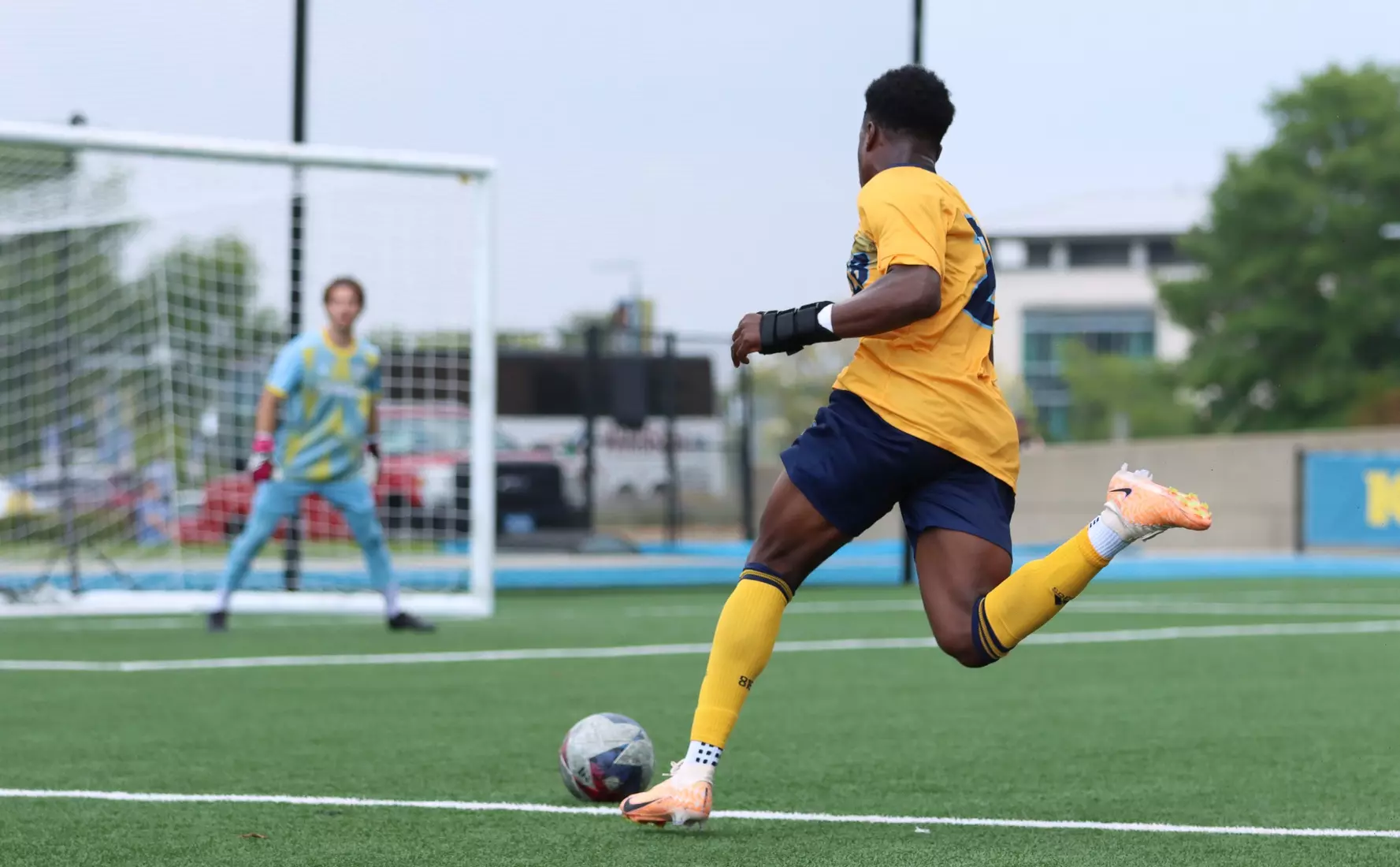 Following an extended weather delay, Kansas City Men's Soccer got an 89th minute equalizing penalty kick to draw with Omaha, 1-1, in the Roos' Summit League opener on Sep. 23, 2023.