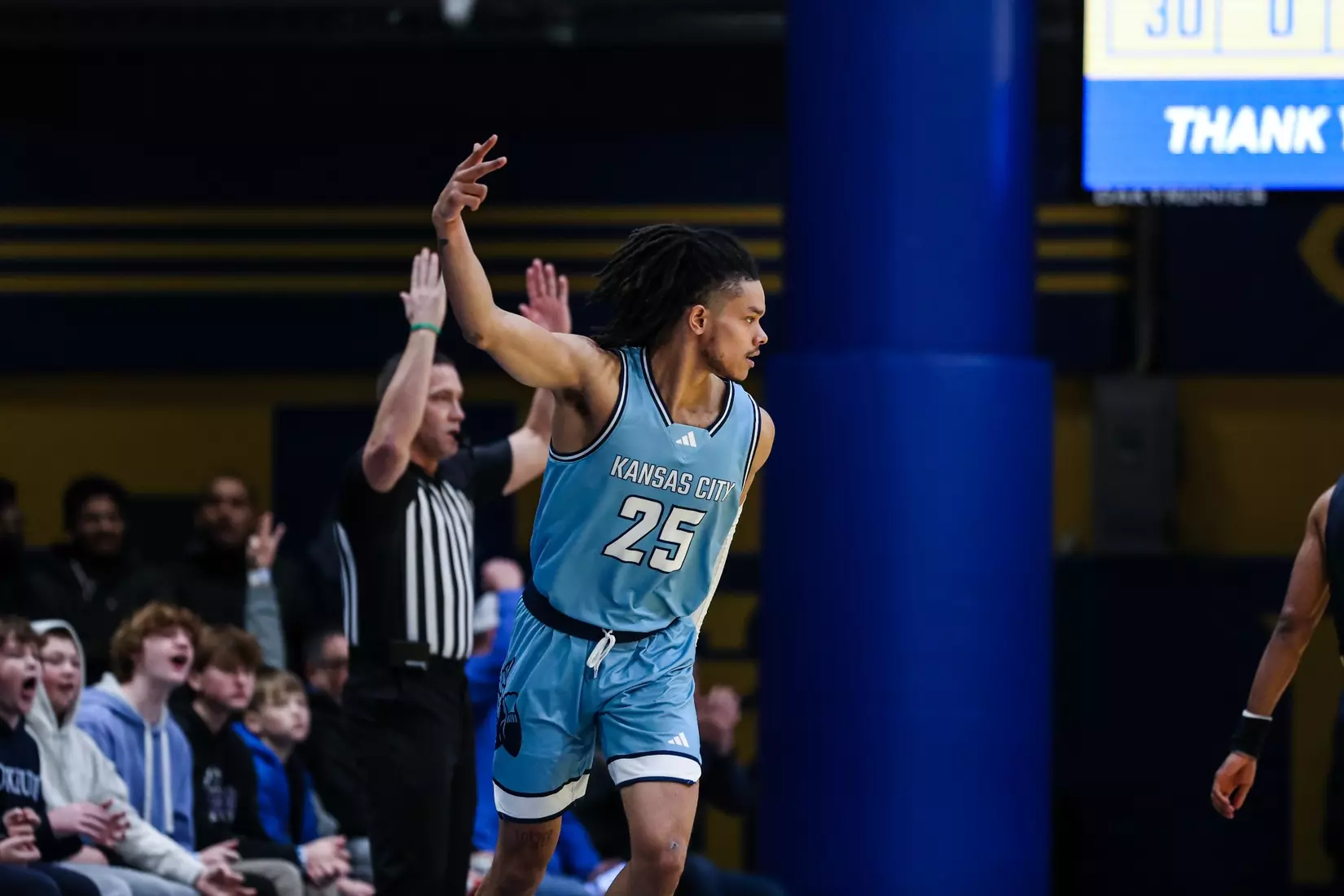 Kansas City Men's Basketball ran past Oral Roberts to pick up its first home win over the Golden Eagles since 2005 on Dec. 29, 2023.