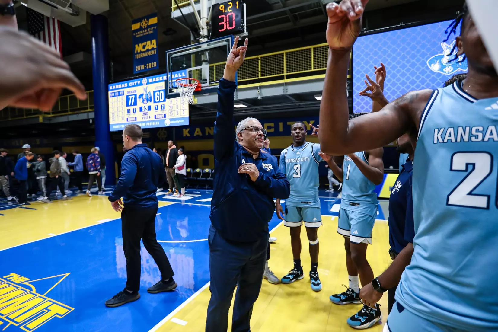 Kansas City Men's Basketball ran past Oral Roberts to pick up its first home win over the Golden Eagles since 2005 on Dec. 29, 2023.