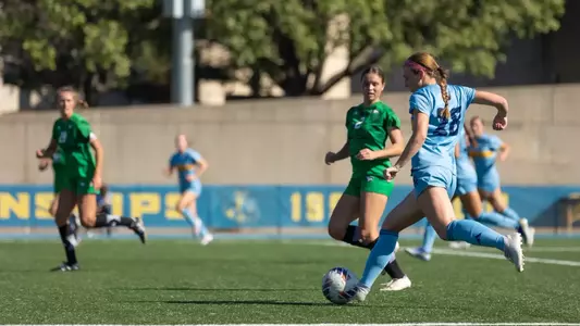 Kansas City Women's Soccer took down the North Dakota Fighting Hawks, 3-2, securing their first comeback win of the season.