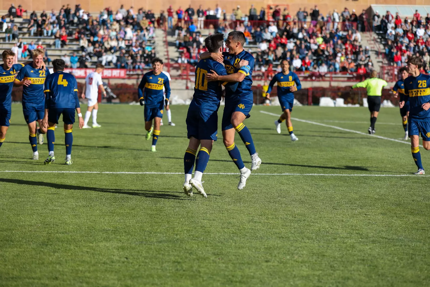 Kansas City Men's Soccer used a 90th minute goal from Elie Kisoka to win the Summit League Championship over top-seeded Denver on Nov. 16, 2024.