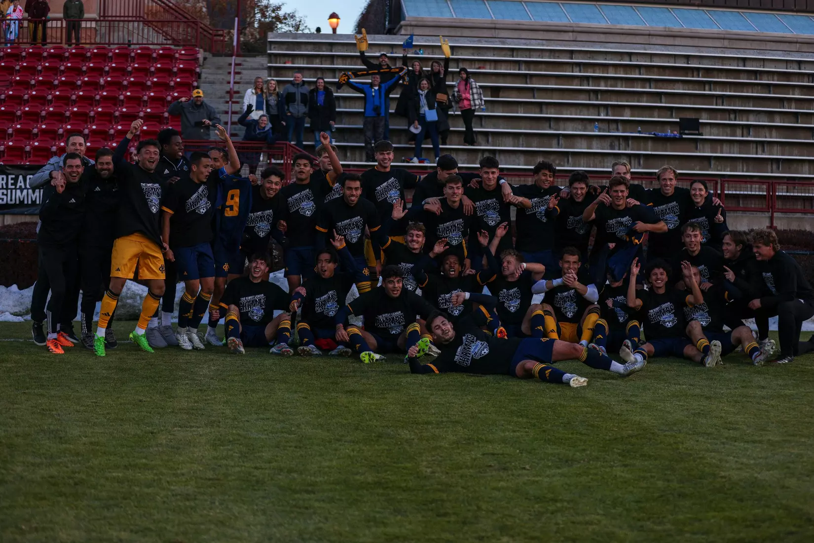 Kansas City Men's Soccer used a 90th minute goal from Elie Kisoka to win the Summit League Championship over top-seeded Denver on Nov. 16, 2024.