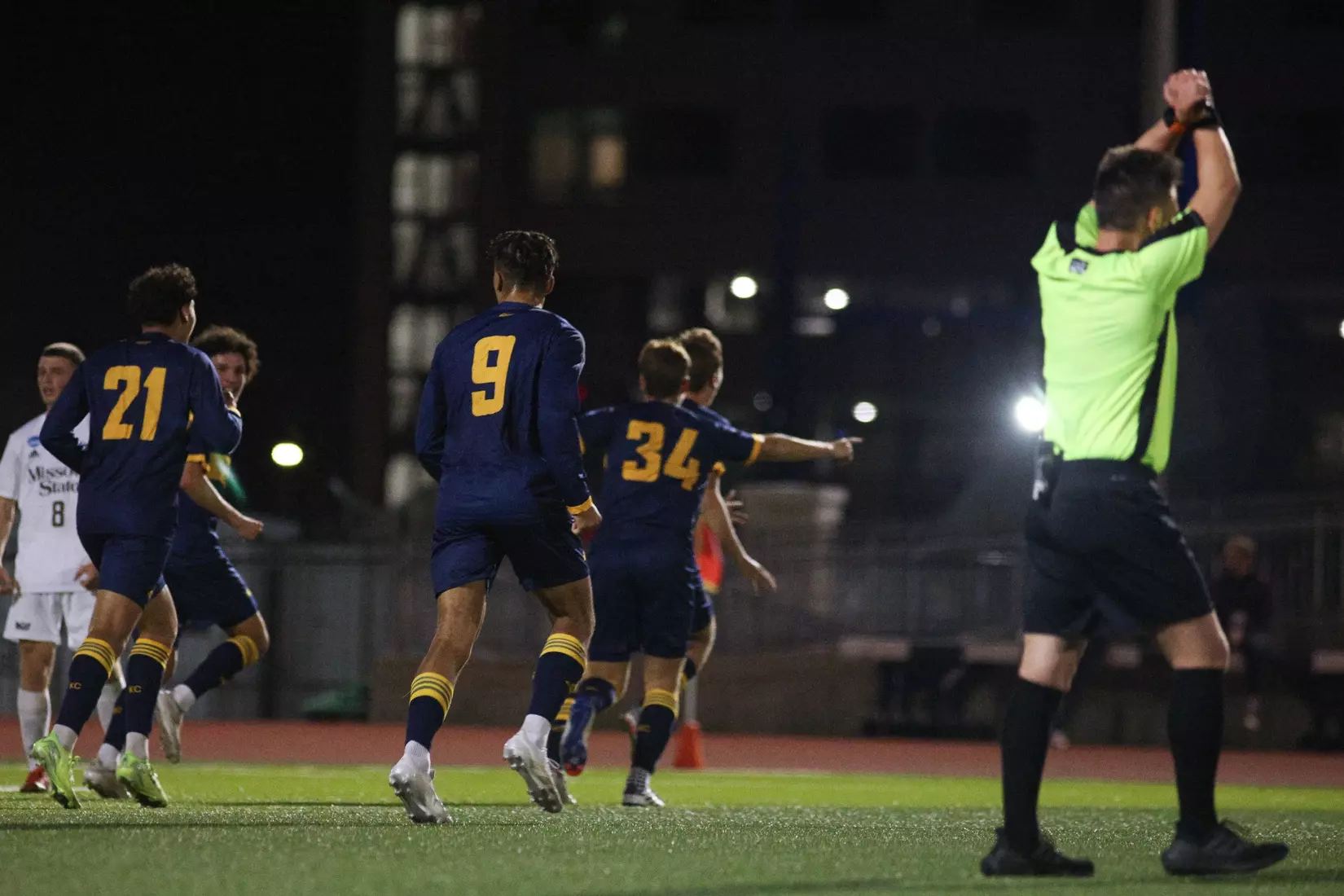 Kansas City Men's Soccer defeated No. 11 Missouri State in comeback fashion for its ninth road win of the season. Sora Shibata scored the equalizer in the 51st minute and Ales Kohoutek notched the game-winner off a corner kick from Julien Le Bourdoulous.