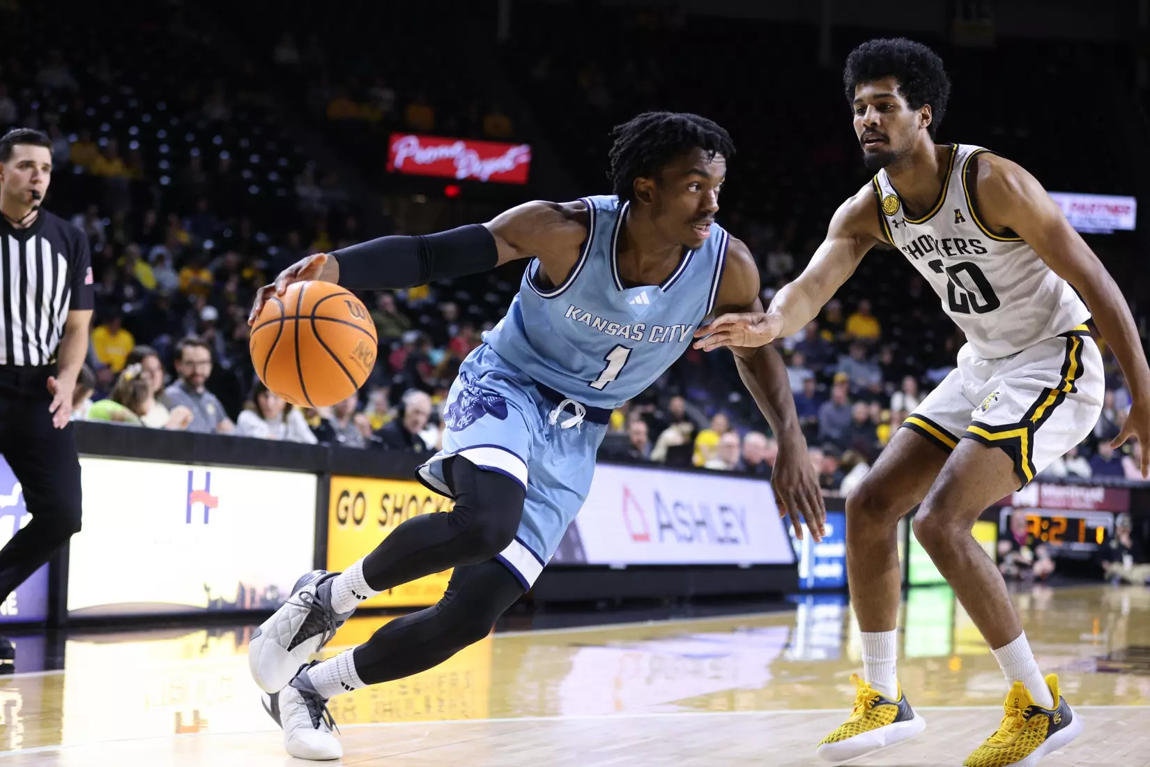 Kansas City Men's Basketball defeated Wichita State 74-64 in Wichita. The Roos were led by Babacar Diallo and Jamar Brown who combined for 35 points and scored 18 and 17 respectively.