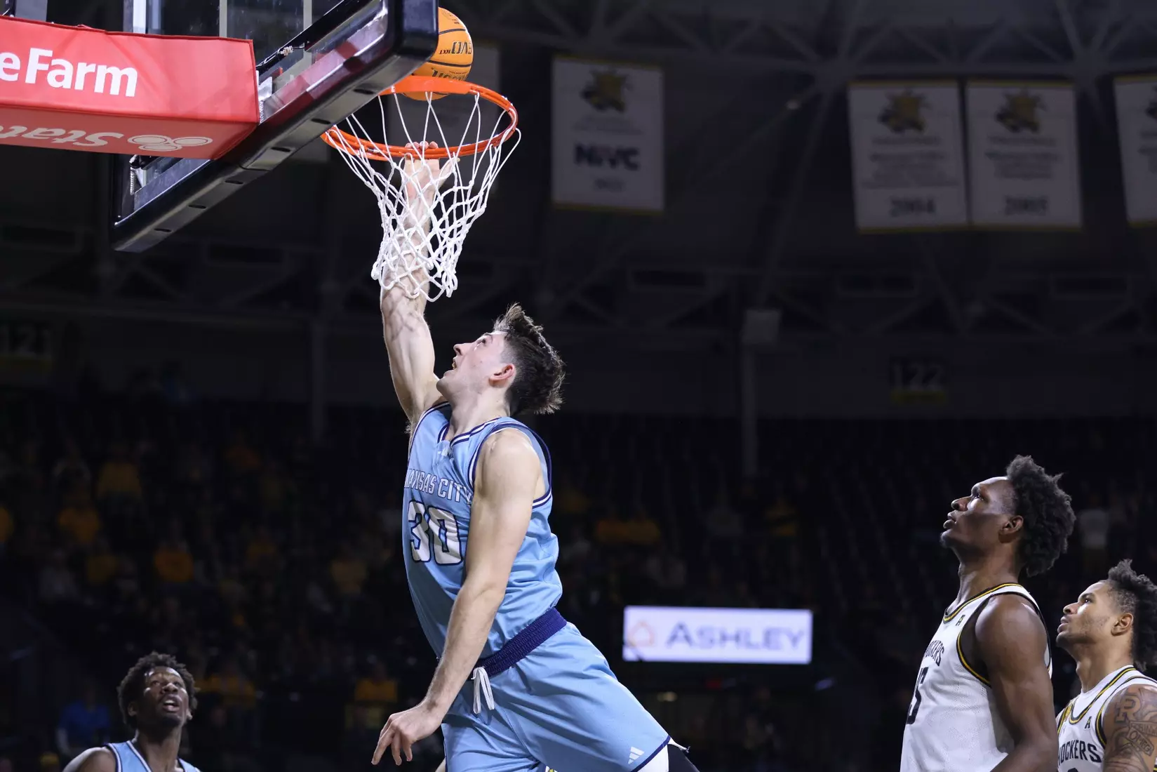 Kansas City Men's Basketball defeated Wichita State 74-64 in Wichita. The Roos were led by Babacar Diallo and Jamar Brown who combined for 35 points and scored 18 and 17 respectively.