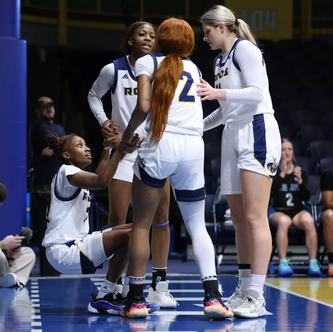Kansas City Women's Basketball defeated Westminster 103-49 in its final game of non-conference play. Elauni Bennett earned her second double-double of the season, bringing down a team-high 21 rebounds and scoring 11 points.