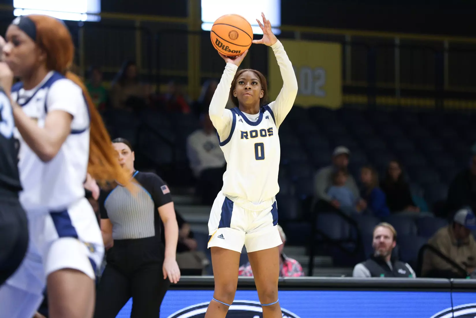 Kansas City Women's Basketball defeated Westminster 103-49 in its final game of non-conference play. Elauni Bennett earned her second double-double of the season, bringing down a team-high 21 rebounds and scoring 11 points.