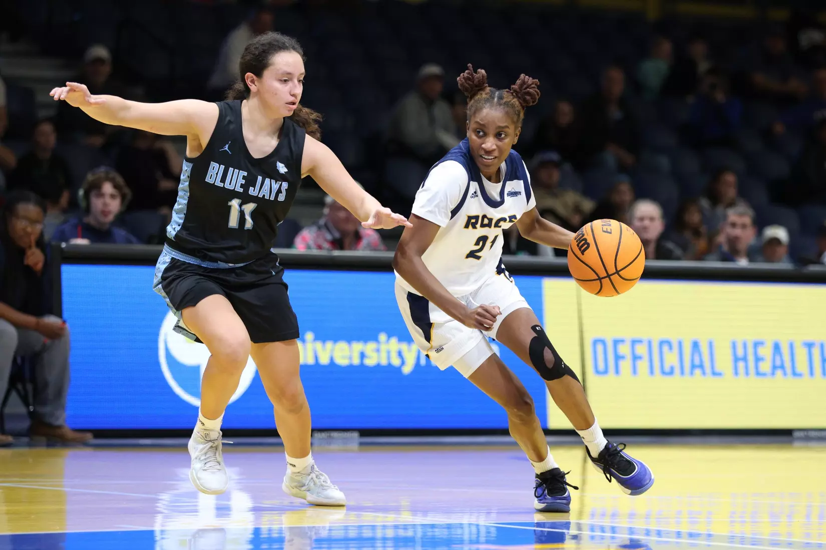 Kansas City Women's Basketball defeated Westminster 103-49 in its final game of non-conference play. Elauni Bennett earned her second double-double of the season, bringing down a team-high 21 rebounds and scoring 11 points.