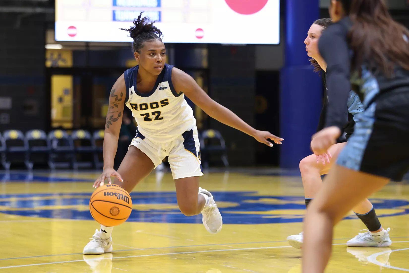 Kansas City Women's Basketball defeated Westminster 103-49 in its final game of non-conference play. Elauni Bennett earned her second double-double of the season, bringing down a team-high 21 rebounds and scoring 11 points.