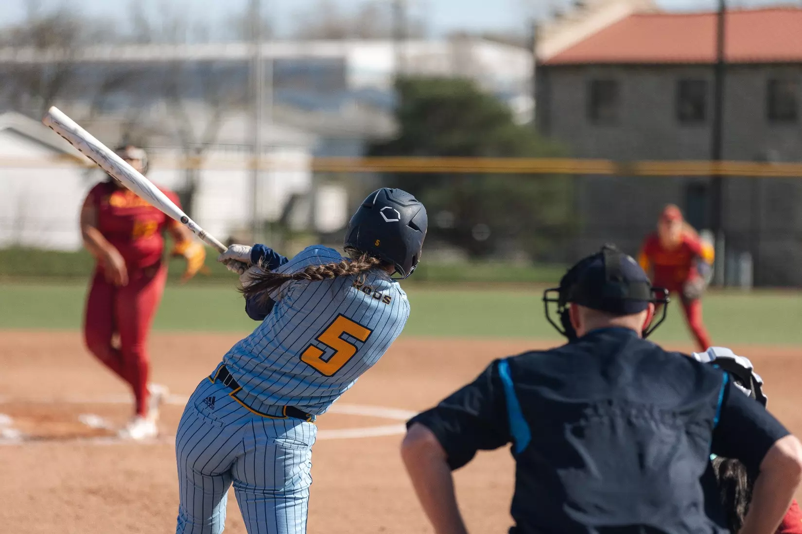 Kansas City Softball used a complete game from Katie Noble to run past Iowa State, 7-3, on March 20, 2024.