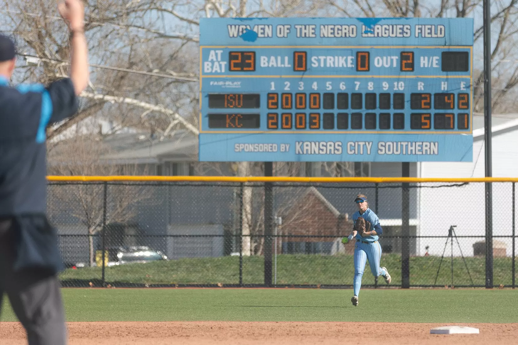 Kansas City Softball used a complete game from Katie Noble to run past Iowa State, 7-3, on March 20, 2024.