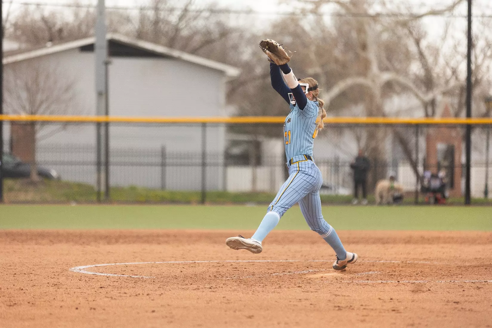 Kansas City Softball opened conference play by splitting a doubleheader with St. Thomas on March 23, 2024. The Roos won the first game, 3-2, and lost the second game, 8-1.